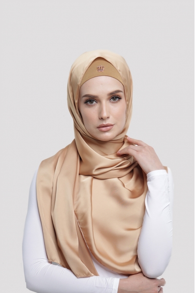 SATIN SILK SHAWL - GOLD MIST SATIN SILK SHAWL - GOLD MIST